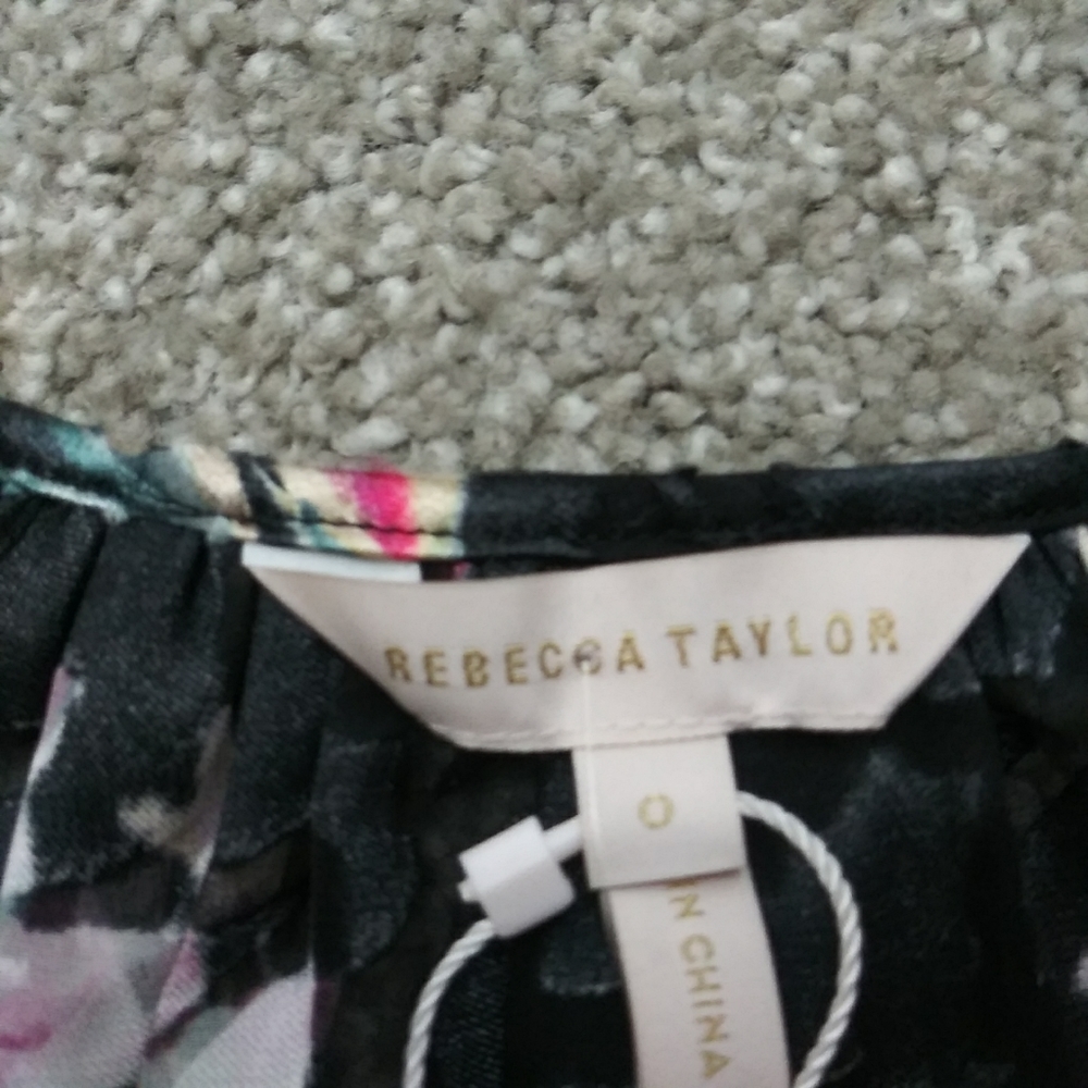 NWT Sz 0 Rebecca Taylor Silk Velvet Floral Top - Picture 10 of 11